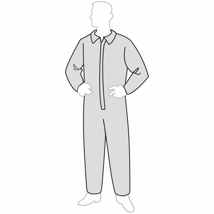 PermaGard Dispoable Coverall with Collar & Zipper Front, Open Wrists and Ankles, 18120 (Case of 25 Suits)