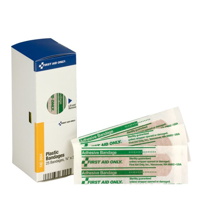 SmartCompliance Refill 3/4"x3" Adhesive Plastic Bandages, 25 Per Box