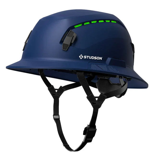 Studson SHK1-FB-CW White Vented Industrial Safety Helmet with Integrated Chip Technology, Full Brim