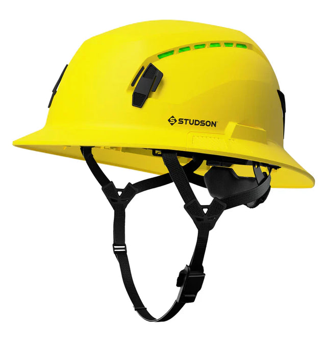 Studson SHK1-FB-CW White Vented Industrial Safety Helmet with Integrated Chip Technology, Full Brim