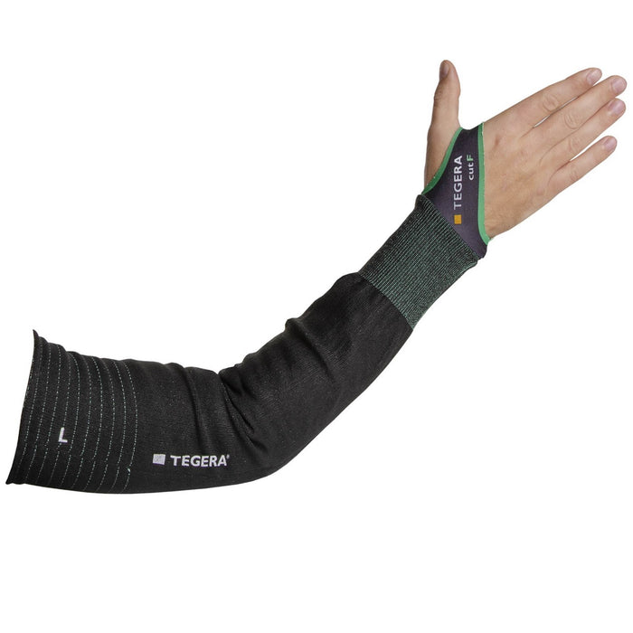 ANSI A6 Tegera 73 Cut Resistant Sleeve Black with Thumbhole, 1 Each