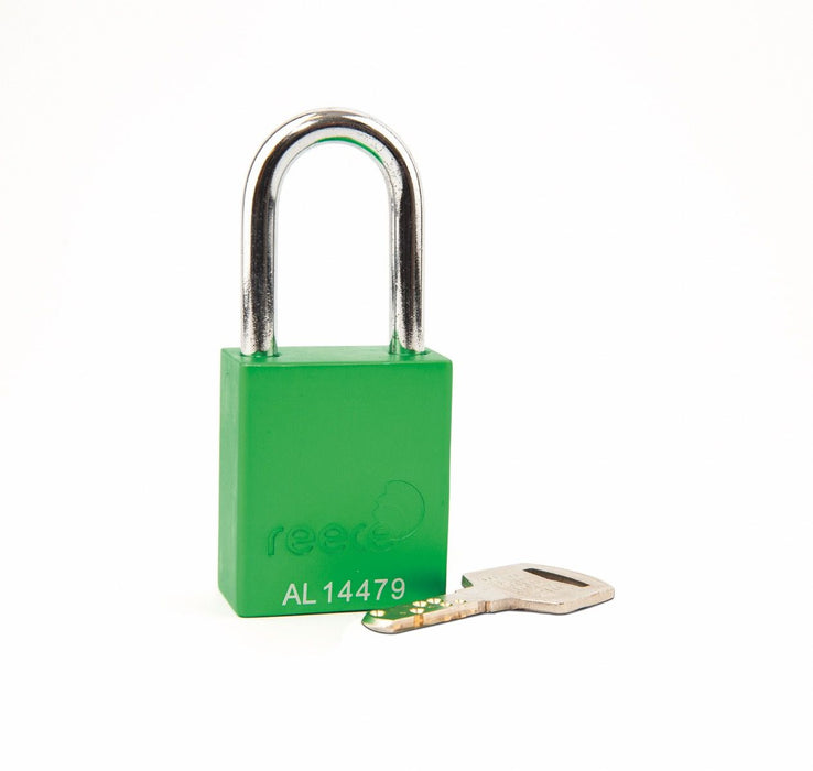 Aluminum Safety Padlock, 1-1/2" Steel Shackle, Keyed Different, 1 Each