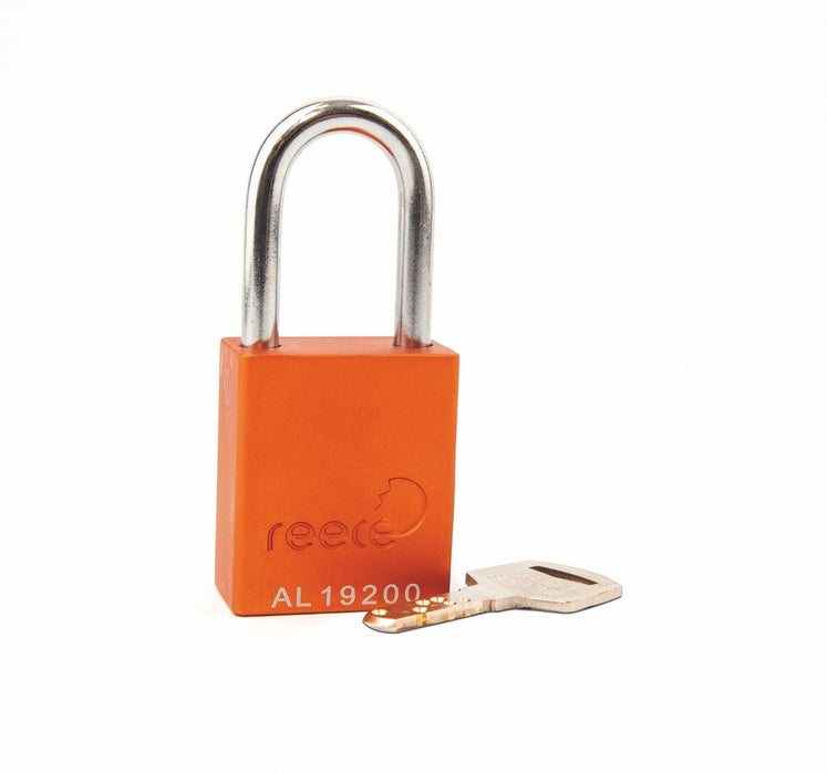 Aluminum Safety Padlock, 1-1/2" Steel Shackle, Keyed Different, 1 Each