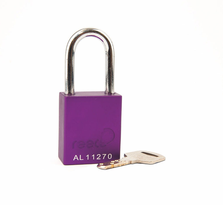 Aluminum Safety Padlock, 1-1/2" Steel Shackle, Keyed Different, 1 Each