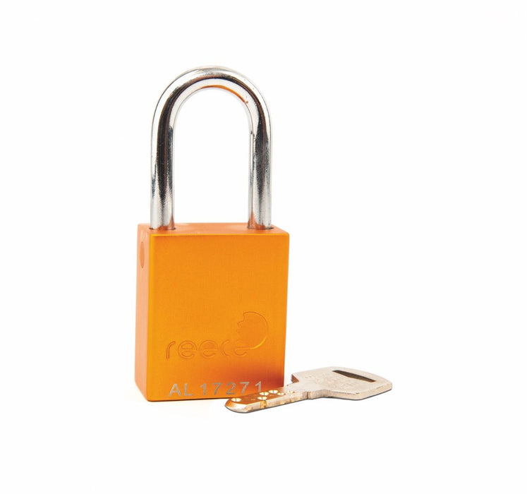 Aluminum Safety Padlock, 1-1/2" Steel Shackle, Keyed Different, 1 Each