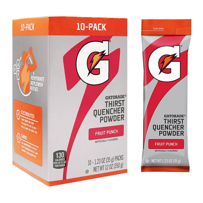 Gatorade 1.23 oz Powder Sticks (Each pack mixes with 20 fluid oz of water) 8 Boxes / 1 Case (80 Count/Sticks)