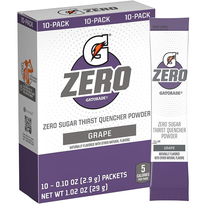 Gatorade 1oz G-Zero Powder Sticks (Each pack mixes with 20 fluid oz of water) 12 Box / Case (120 Count/Sticks)