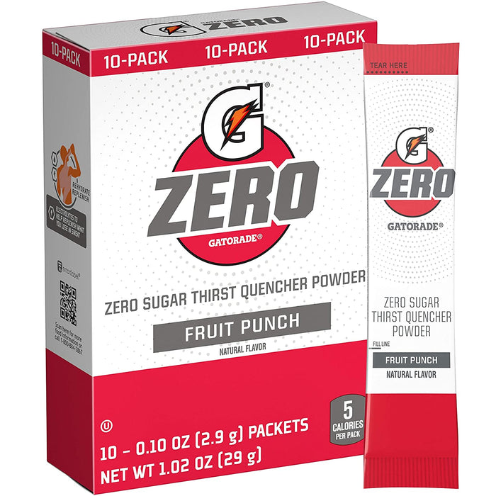 Gatorade 1oz G-Zero Powder Sticks (Each pack mixes with 20 fluid oz of water) 12 Box / Case (120 Count/Sticks)