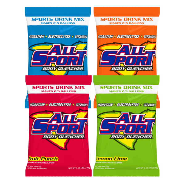 All Sport Powder Variety Sports Drink Mix, 32/2.5 Gallon Pouches, 4 Flavors, Case Yields 80 Gallons