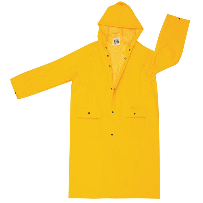 MCR Safety 200C Classic Series .35mm PVC / Polyester Rainwear Knee Length Rain Coat with Detachable Hood