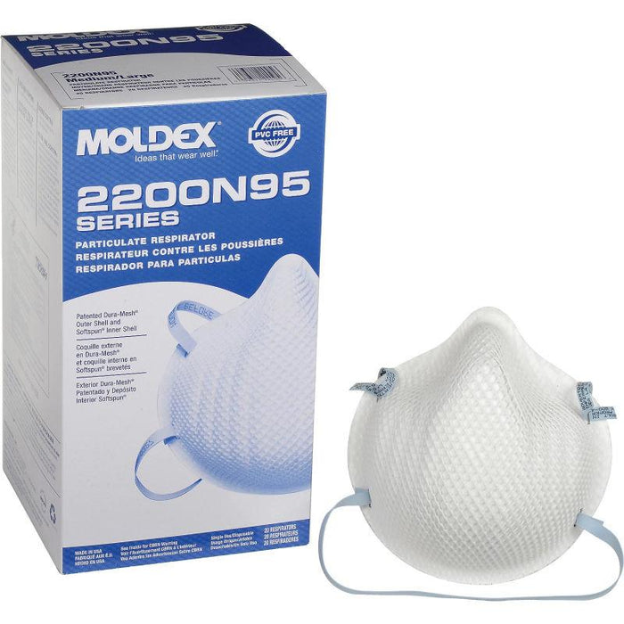 Moldex 2200N95 Particulate Respirator N95 Mask, Medium/Large Size, 20 Masks per Box