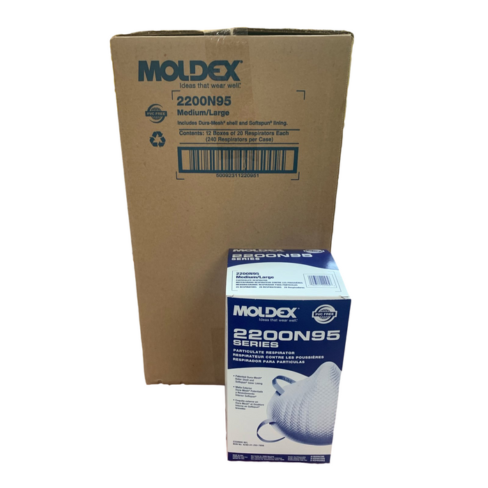 Moldex 2200N95 Particulate Respirator N95 Mask, Medium/Large Size, 20 Masks per Box