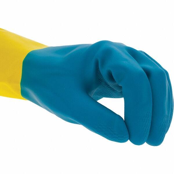 Liberty 2570SP Neoprene/Latex Liquid Proof Unsupported Glove with Flock line, Chemical Resistant, 28 mil Thickness, 13" Length, Blue/Yellow (Pack of 12)