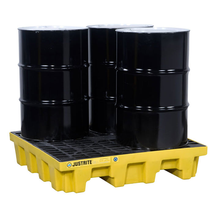 4 Drum Square Spill Control Pallet, Yellow, 28634