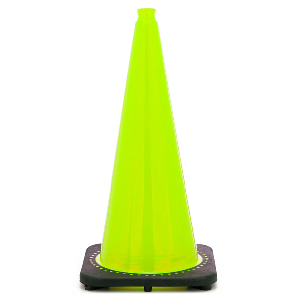 28 Inch Traffic Cone, No Collar, Lime