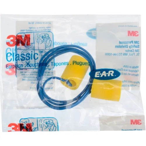 3M E-A-R Classic Earplugs with Cord, 311-1101, Poly Bag, 200 Pair/Box