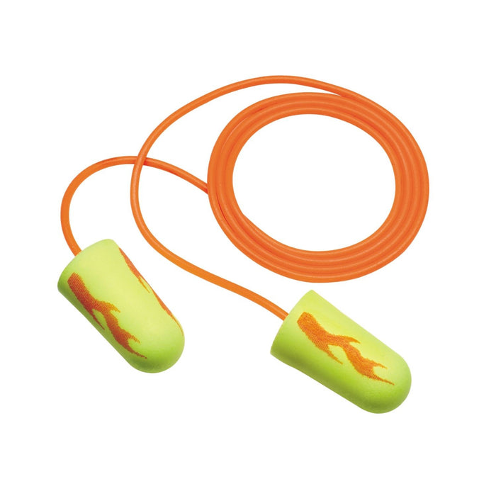 3M E-A-R Yellow Neon Blasts Earplugs 311-1252, Corded, 100 Pair / Box