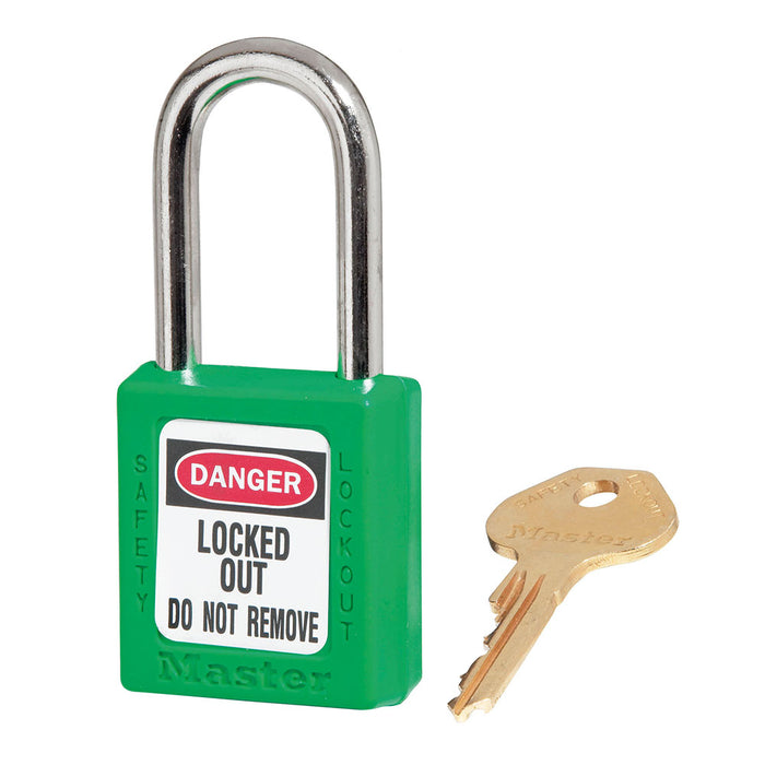 410 Master Lock, Thermoplastic Safety Padlock, Keyed Different, 1 Each