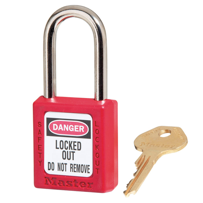 410 Master Lock, Thermoplastic Safety Padlock, Keyed Different, 1 Each