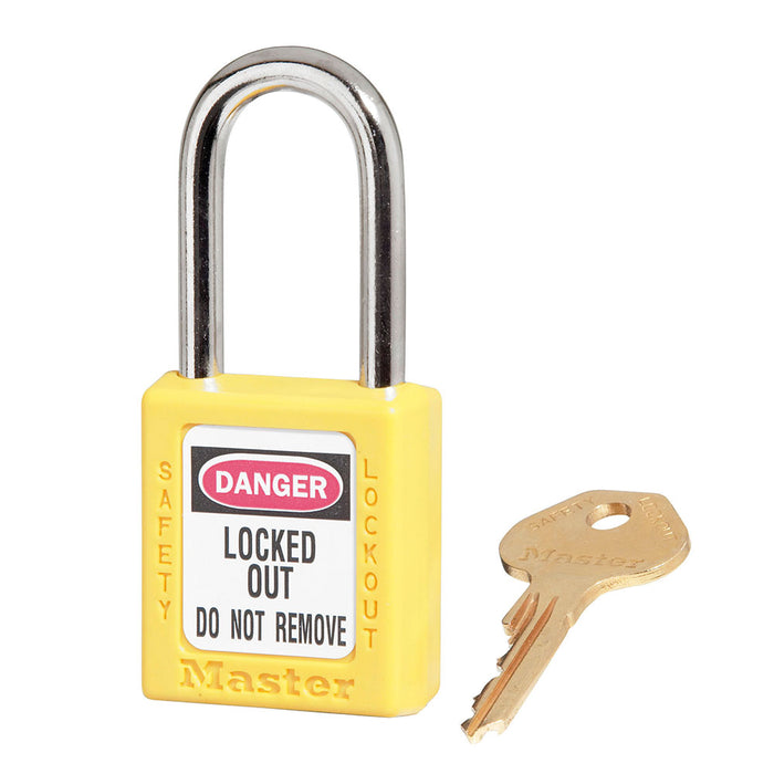 410 Master Lock, Thermoplastic Safety Padlock, Keyed Different, 1 Each