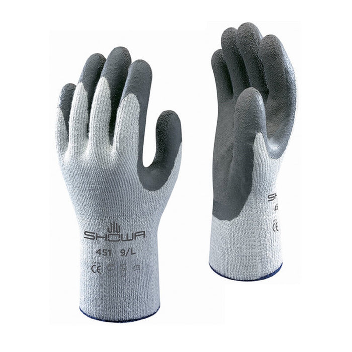 Showa 451 Palm-Dipped Rubber Coating Work Gloves with 10 Gauge Insulated Seamless Liner for Winter Weather