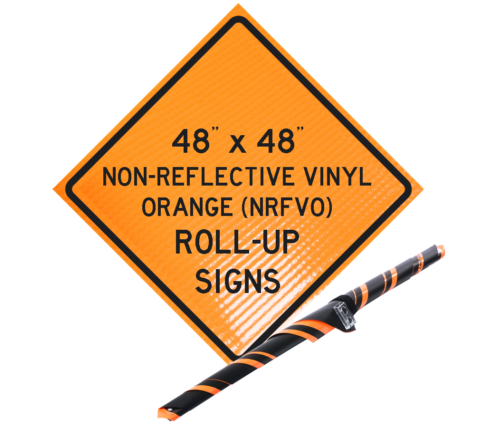 48 x 48 Non-Reflective, Vinyl Roll-Up Sign with 1 Set of Fiberglass Ribs