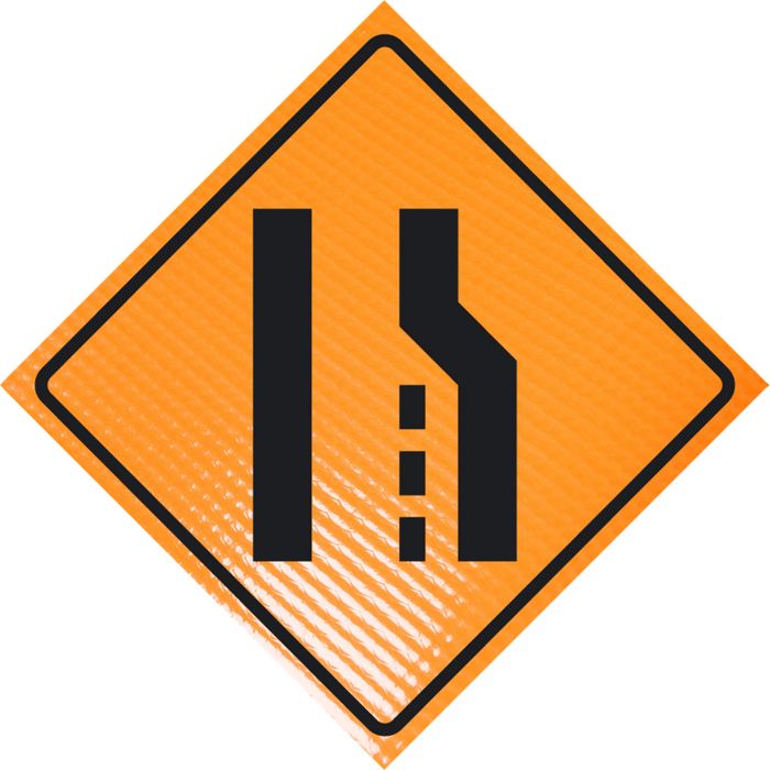 "MERGE LEFT" (Symbol) Non-Reflective, Vinyl Roll-Up Sign, 48 x 48