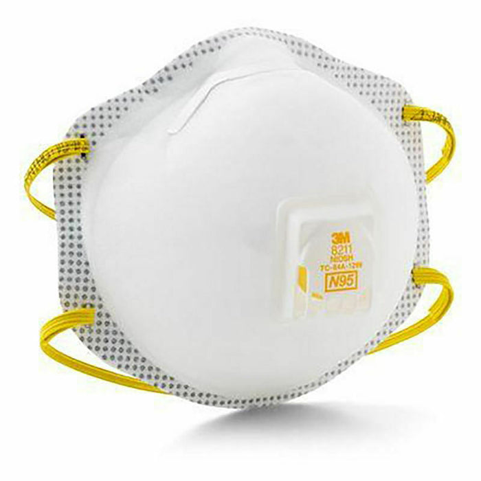 3M 8211 N95 Particulate Respirator with Valve, 10 Masks per Box