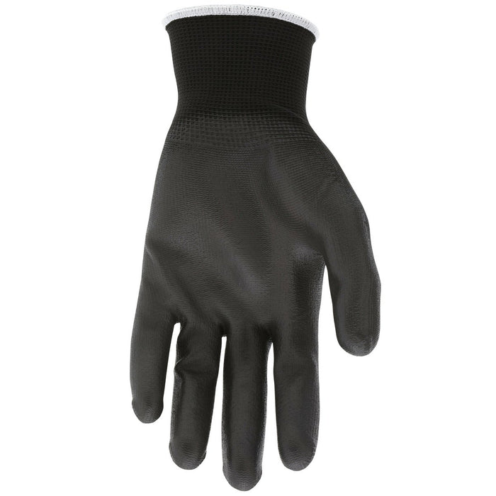 MCR Safety Work Gloves 13 Gauge Black Nylon Shell, Black Polyurethane Palm and Fingers, 9669