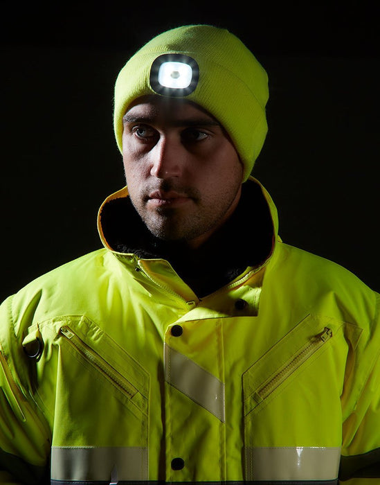 Portwest B029 Outdoor Work Beanie with Rechargeable Safety LED USB Head Light