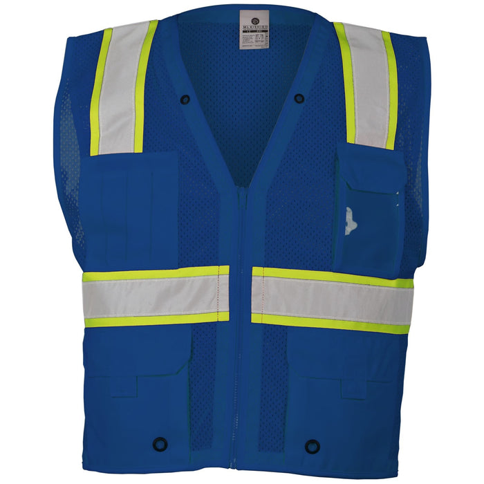 Kishigo B102 Enhanced Visibility Multi Pocket Mesh Vest - Blue