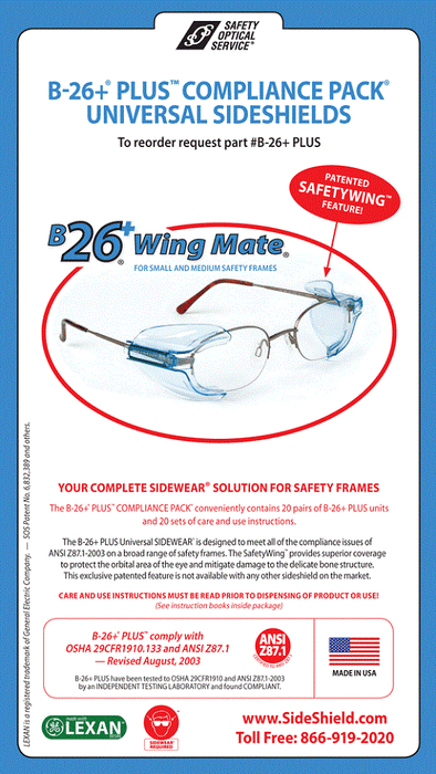 Safety Optical B-26 Side Shields for Small and Medium Prescription Frames