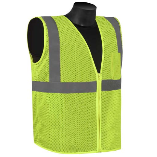 Hi-Vis Class 2 Safety Vest, Mesh with Silver Stripes