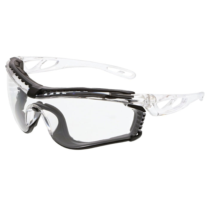 MCR Checklite CL5 Safety Glasses with Clear MAX6 Premium Anti-Fog Lens, Removable Closed Cell Foam Gasket, Earplug Retaining Technology