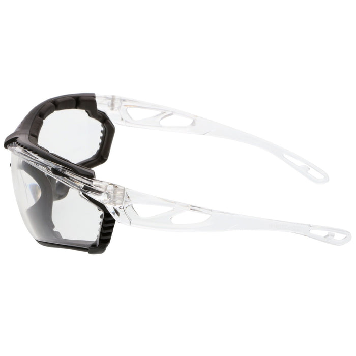 MCR Checklite CL5 Safety Glasses with Clear MAX6 Premium Anti-Fog Lens, Removable Closed Cell Foam Gasket, Earplug Retaining Technology