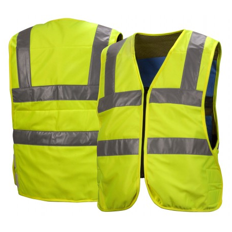 Pyramex CV200 ANSI Class 2 Evaporative Cooling Vest , Hi-Vis Lime, 1/Each