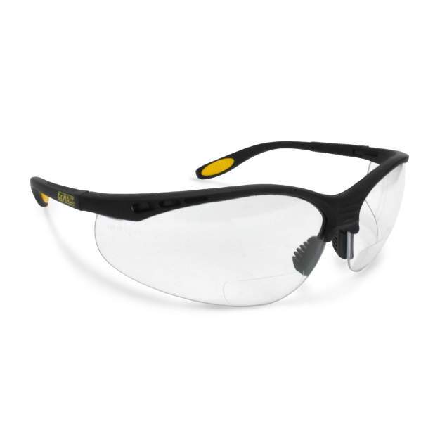 Dewalt DPG59 Reinforcer RX Bifocal, Clear Lens High Performance Safety Glasses with Rubber Temples and Protective Eyeglass Sleeve