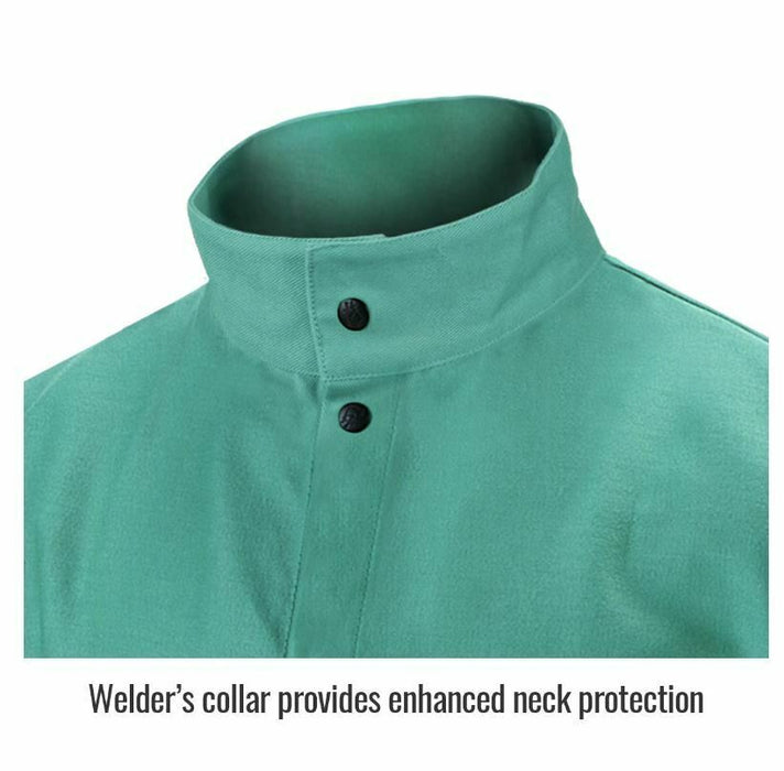 Black Stallion TruGuard 200 FR Cotton Welding Jacket, Green, 30" Length