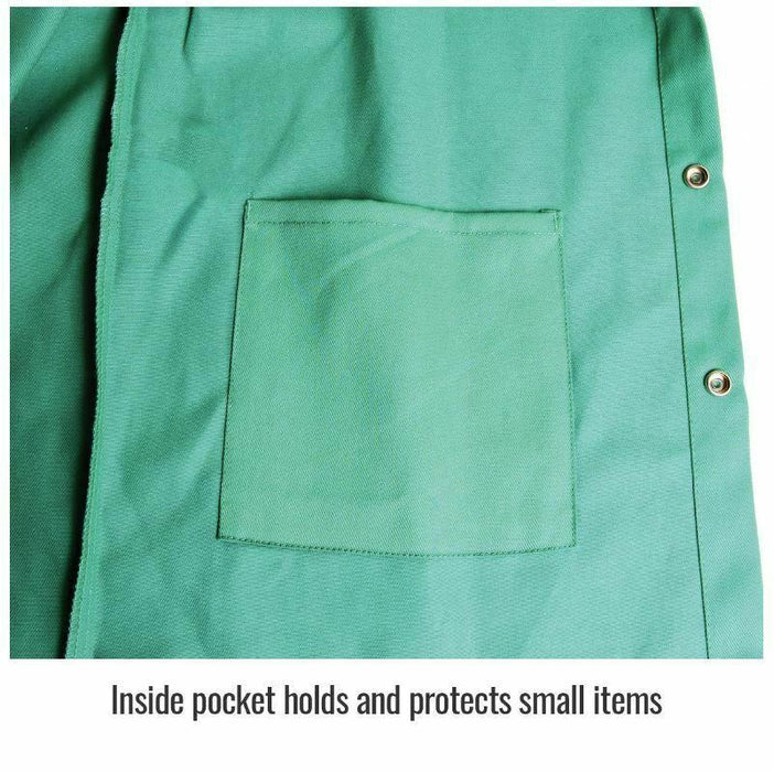 Black Stallion TruGuard 200 FR Cotton Welding Jacket, Green, 30" Length