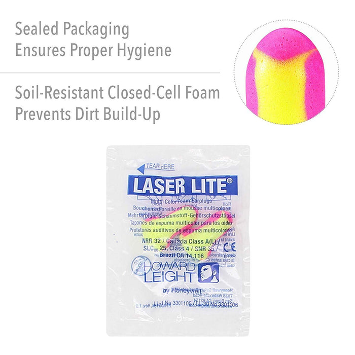 Howard Leight Laser Lite LL-1 Uncorded Foam Earplugs NRR (Noise Reduction Rating) 32 Decibels / 200 Pair/Box