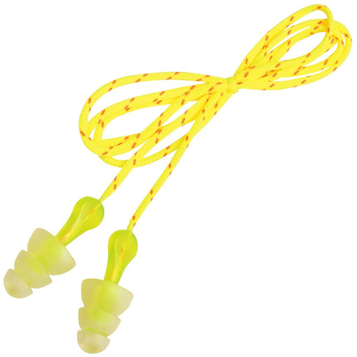 3M Tri-Flange Reuasbale Earplugs P3001, Cloth Cord NRR (Noise Reduction Rating) 26 Decibels