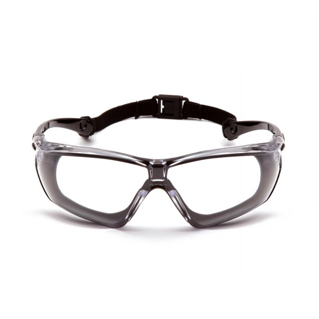 Pyramex Crossovr Safety Glasses, Clear Anti-Fog Lens with Rubber Gasket and Adjustable Strap, SBG10610DT