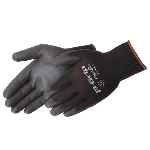 P-Grip Black Nylon/Polyurethane General Purpose Work Gloves with Black PU Coating, (12 Pairs / 1 Dozen)