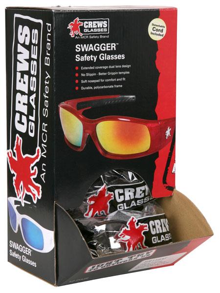 MCR Crews Swagger Safety Glasses, Sporty Sunglasses, ANSI Z87.1