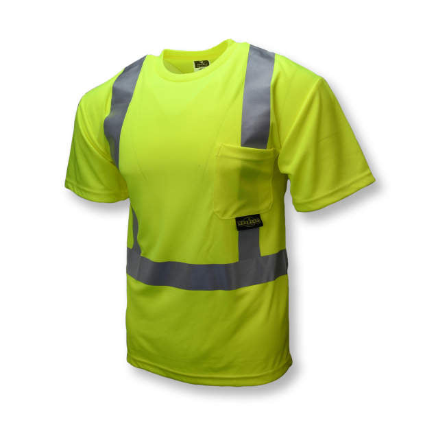 Radians ST11 Class 2 High Visibility Lime / Green Safety T-Shirt with Max-Dri Moisture Wicking Birdseye Mesh