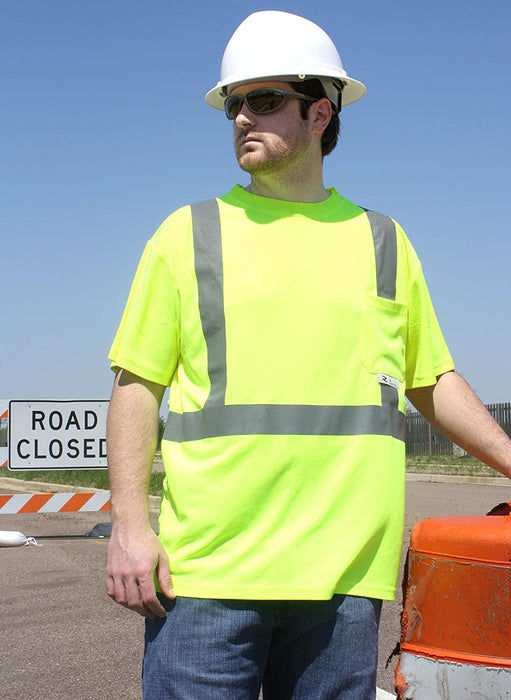 Radians ST11 Class 2 High Visibility Lime / Green Safety T-Shirt with Max-Dri Moisture Wicking Birdseye Mesh