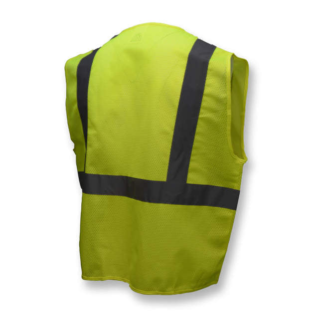 SV2 Economy Class 2 Mesh Safety Vest with Velcro Closure, Hi-Vis Lime