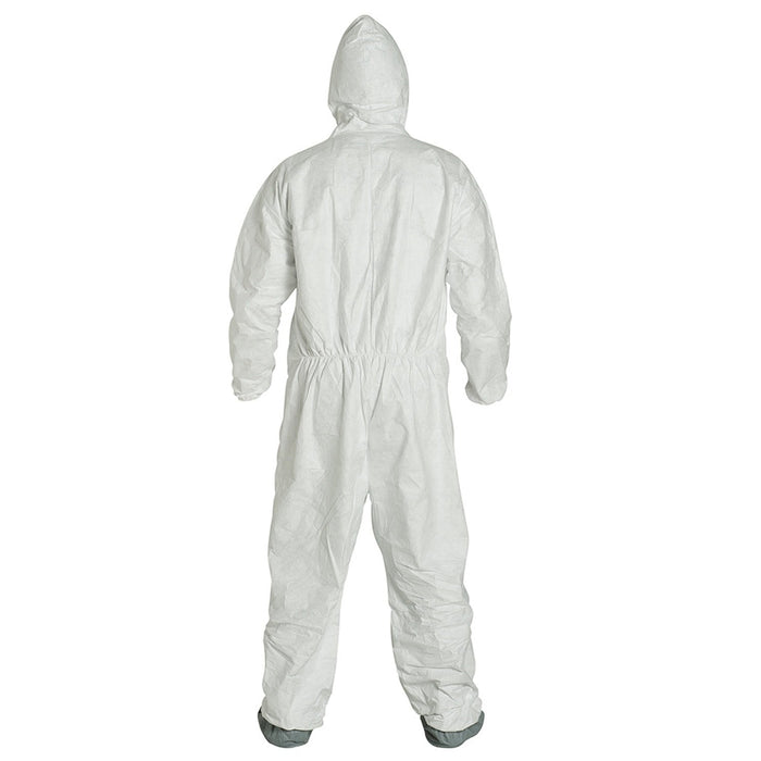 DuPont TY122S Dispoable Tyvek Coverall with Zipper Front, Elastic Wrists and Ankles with Attached Hood and Boots