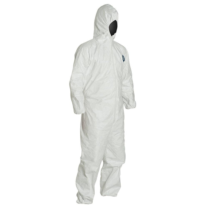 DuPont TY127S Dispoable Tyvek Coverall with Zipper Front, Elastic Wrists and Ankles with Attached Hood