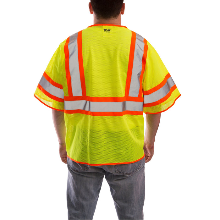 Tingley Job Sight Class 3 Two-Tone Mesh Vest V70332 (Fluorescent Yellow-Green) Double-Sized